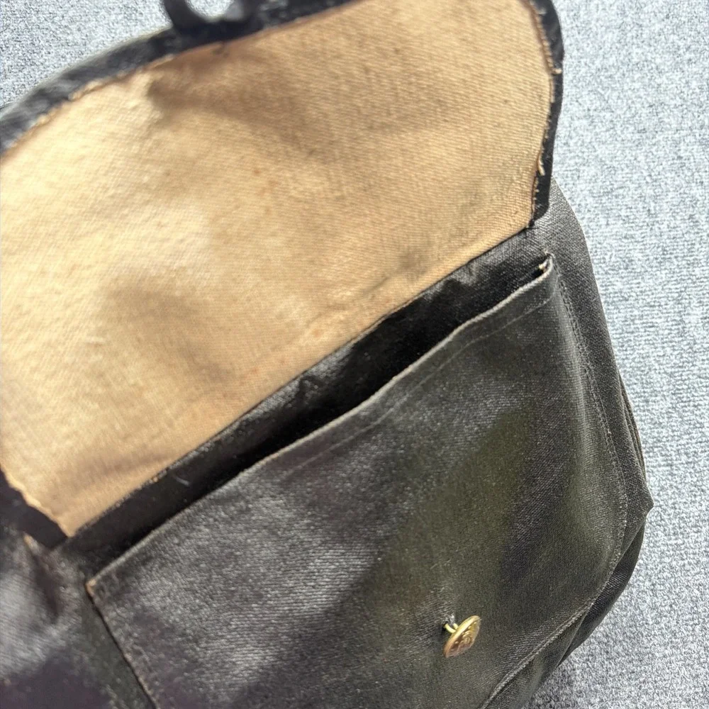 Vintage Waxed Canvas Messenger Bag Field Bag Satchel Black Postal? Military?